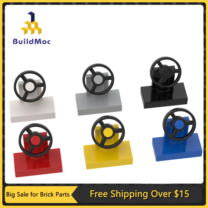 10Pcs MOC Parts 3829 73081 Steering Stand 1 x 2 with Black Steering Wheel Compatible Bricks DIY Building Blocks Particle Kid Toy