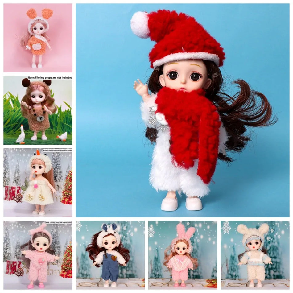 🟠 1/12 Scale 16cm BJD Doll Cute 16cm Figure Big Eyes Bjd Mini 16cm Doll 13 Joints Sweet Movable BJD Doll Diy Gifts