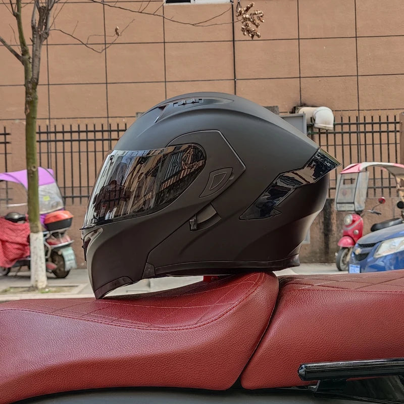 Full Face Flip-Up Motorcycle Helmet With Inner Sun Visor – ABS Shell, Removable Liner, 17 Vents