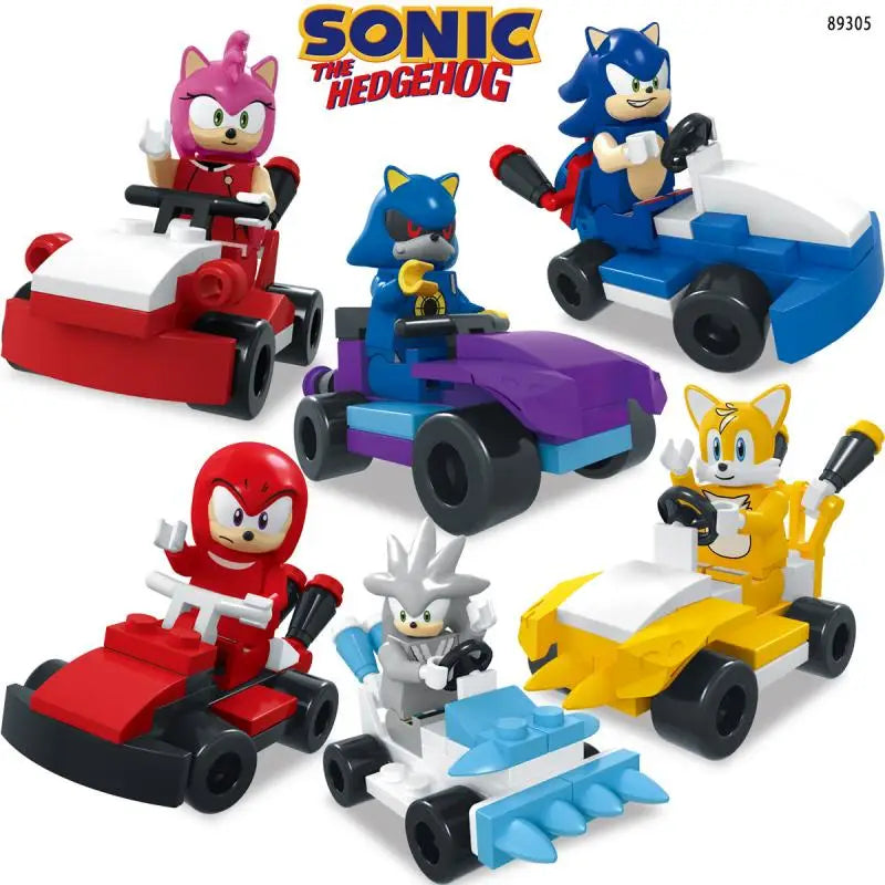 🟠 Sonic The Hedgehog Cycle Racing Building Blocks Model Set Small Particles Anime Cartoon Assemble Bricks Educational Games Toys
