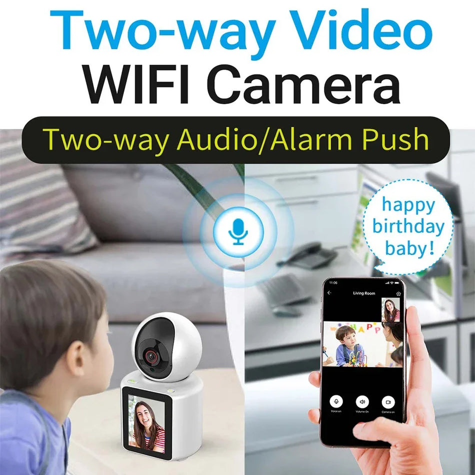 🟠 1080P WIFI IP Camera Baby Monitor  Wireless  120° Wide-angle 2 Way Audio Video Night Vision Indoor Wireless PTZ Camera