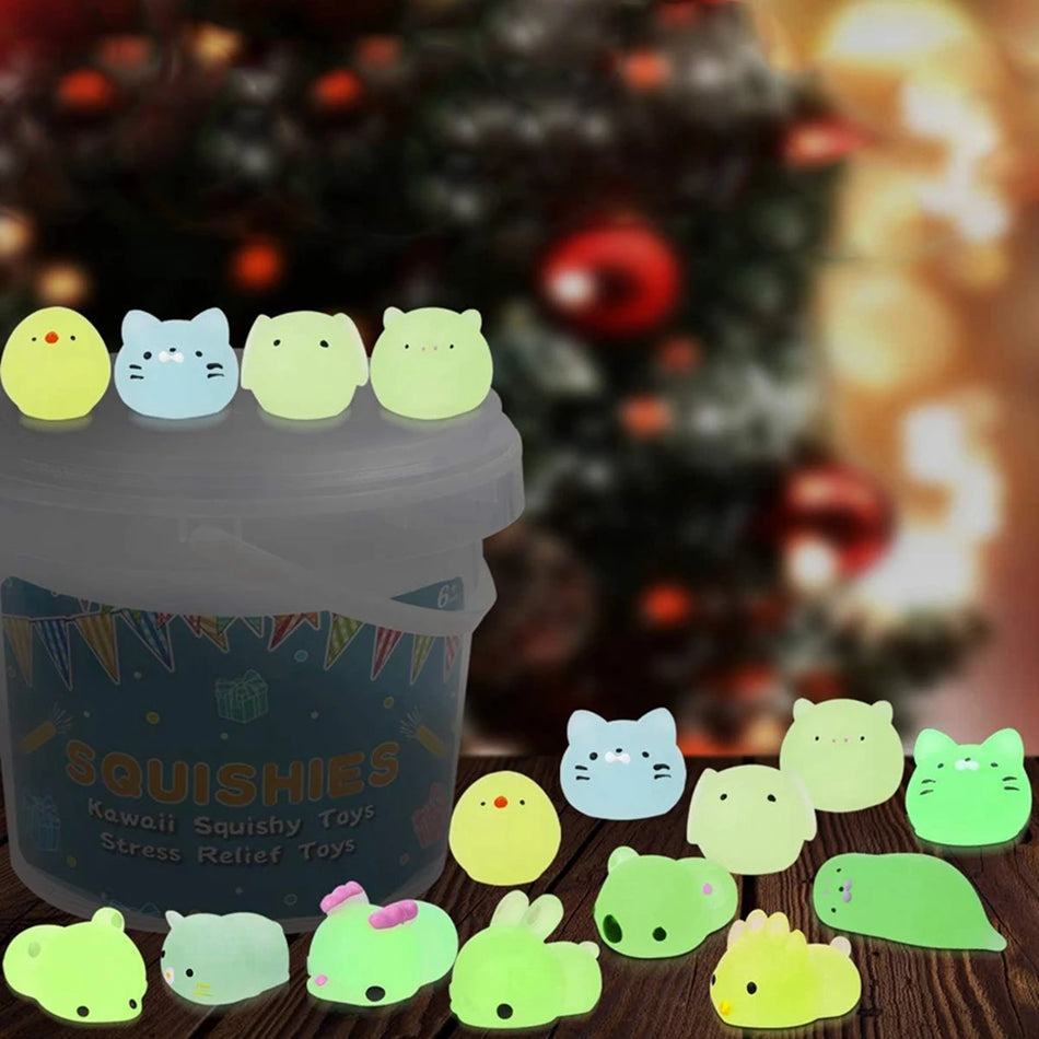 12/36PCS for Kids Kawaii Animals Squishies Mochi Squishy Toys Glow in The Dark Party Favors Stress Relief Squishy