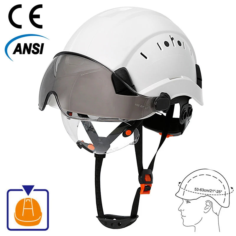bike helmet industrial engineer CE Construction Safety Helmet With Visor Built In Goggles For Engineer ABS  Hard Hat ANSI Industrial Work Cap Head Protection New – InterCyprus Trading  Ltd