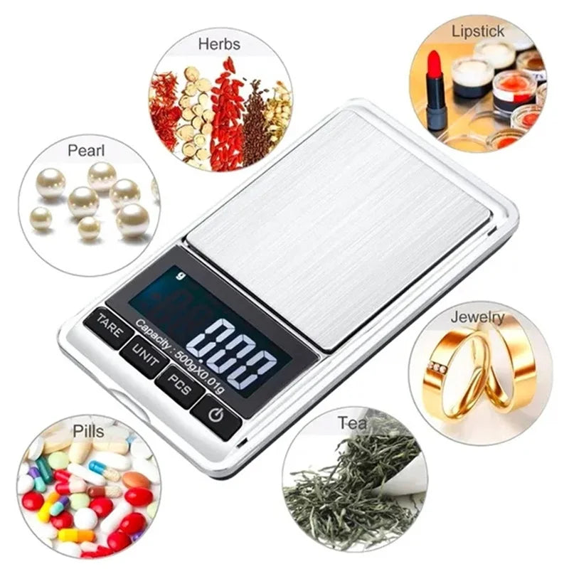 Mini Digital Scale 100/200/500g 0.01g High Accuracy LCD Backlight Electric Pocket Scale for Jewelry Gram Weight for Kitchen