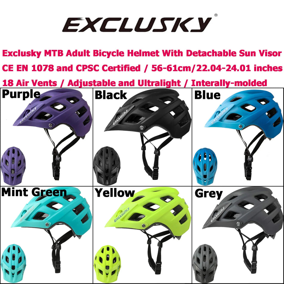 Exclusky Adult MTB Cycling Helmet Adjustable Lightweight Safety Road Mountain Men Women Bike Helmet