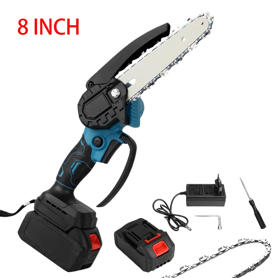 🟠 8 Inch Electric Chain Saw Handheld Chainsaw Tree Wood Cutter Pruning Portable Garden Power Tool Compatible 20V Makita Battery