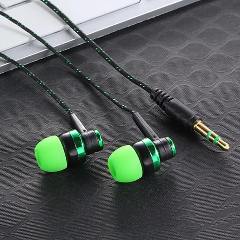 1pc Wired Earphone Stereo In-Ear 3.5mm Nylon Weave Cable Earphone Headset For Laptop Smartphone Gifts Headphones