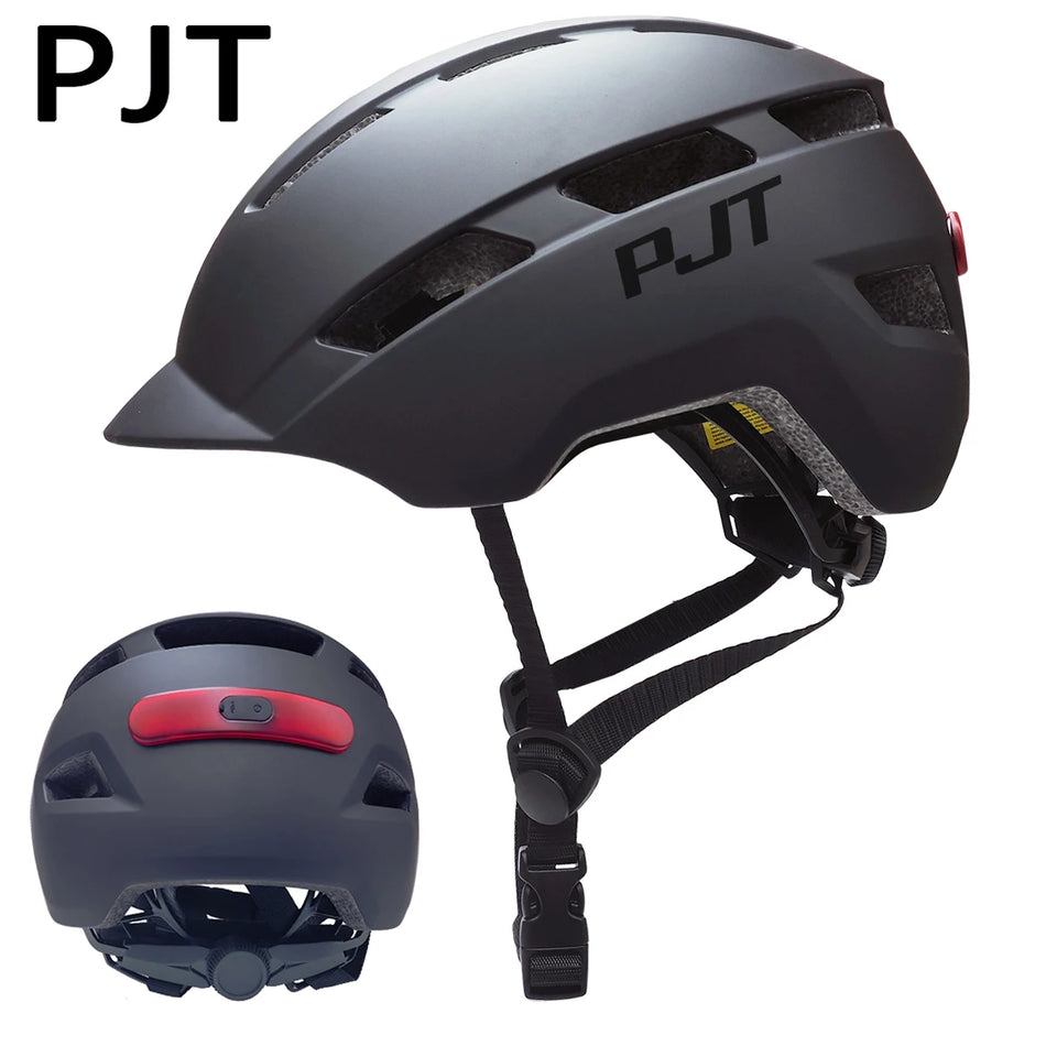 PJT New USB Rechargeable Tail light Cycling Helmet In-Mold Mountain Road Bicycle Bike Helmet Sports Safe Hat MTB Cycling Helmet