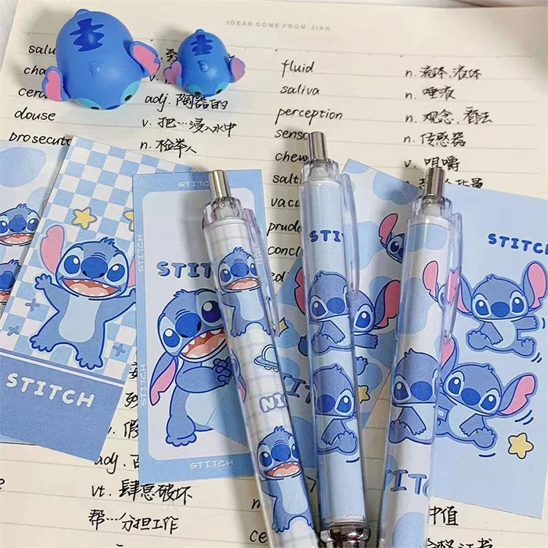 🟠 2024 New Disney Anime Pen Kawaii Stitch 0.5mm Black Press Gel Pen Cartoon Lilo & Stitch Signature Stationery Student Toy Gifts