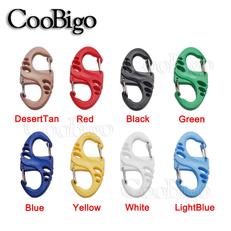 10pc Plastic Snap Hook Spring Buckle Carabiner S Shape Clips Keychain Key Ring Outdoor Backpack Paracord Lanyard DIY Accessories