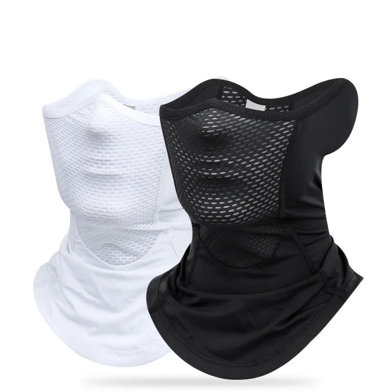 UPF 50+ Ice Silk Sports Neck Gaiter Outdoor Camping Fitness Dust Sunscreen Motorcycle Cycling Half Face Mask Breathable Neck Set