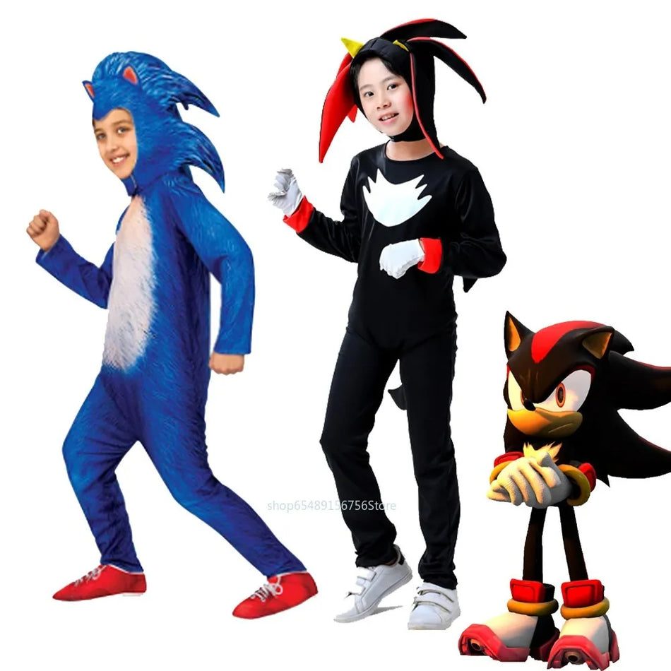 🟠 Sonic Boys Girls Costume Game Character Cosplay Halloween Theme Party Sonic The Hedgehog Figure Dress Up Halloween Party Gift
