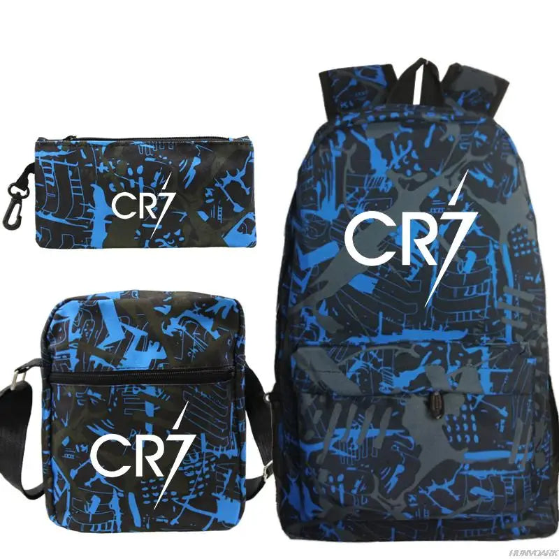 Football Ronaldo CR7 Backpack 3pcs set School Bags for Girls Boy Lapto InterCyprus