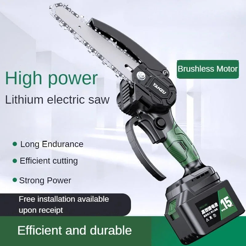 🟠 21V 4 Inch 6 Inch Electric Chain Saw Rechargeable Lithium Electric Saw Household Outdoor Garden Chainsaw With Chains power tool