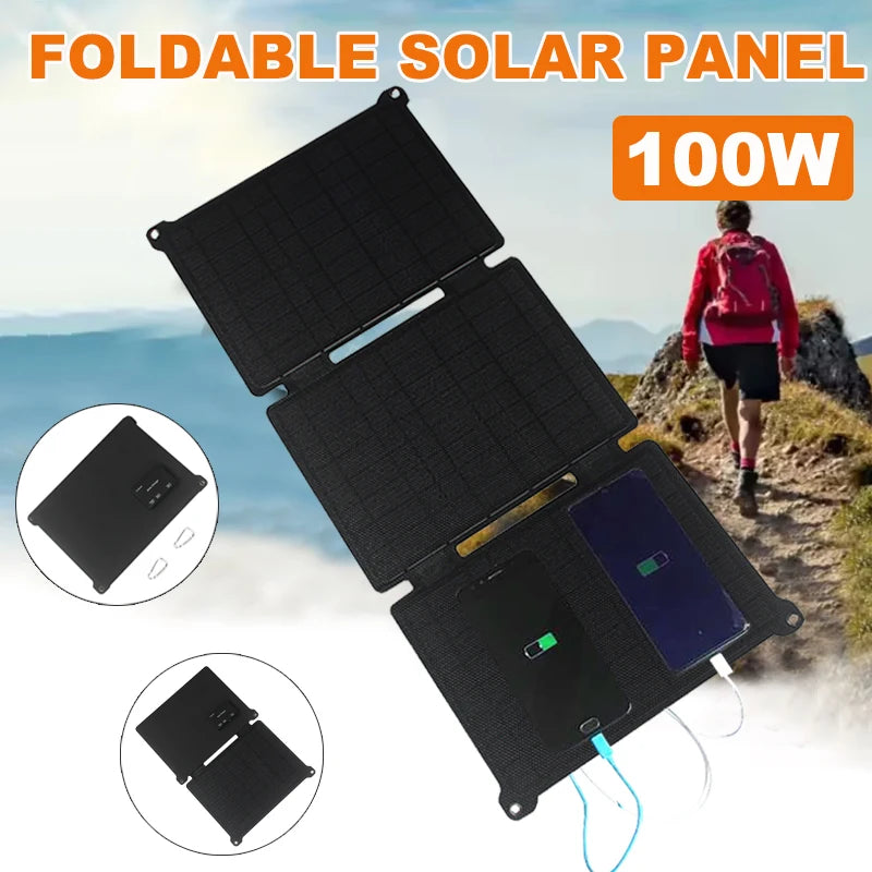 100W Foldable Solar Panel Portable USB/Type-C/DC Output Solar Cell