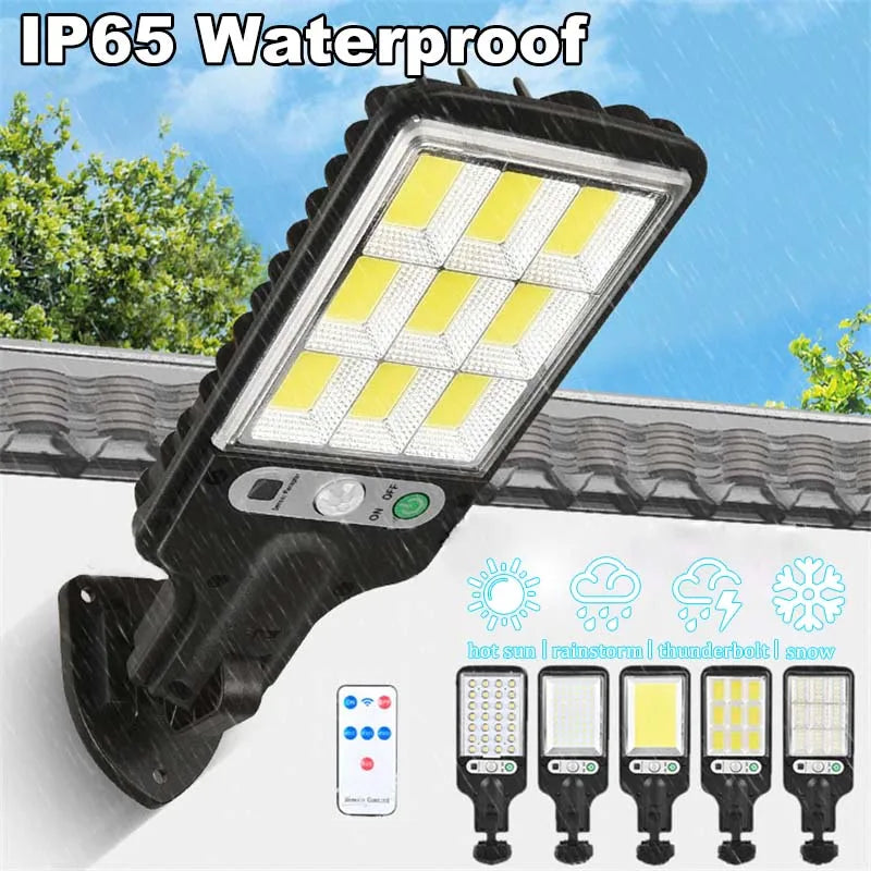 🟠 Solar Street Lights Outdoor Waterproof Motion Sensor Wall LED Lamp with 3 Lighting Mode Solar Powered Lights for Garden Patio