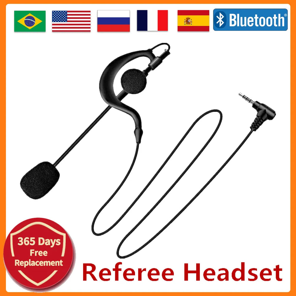 🟠 4PCS Referee Earhook Headphone 3.5mm with Jack Headset Microphone Mic for EJEAS Vnetphone V6 V4 Motorcycle Helmet Interphone Mic
