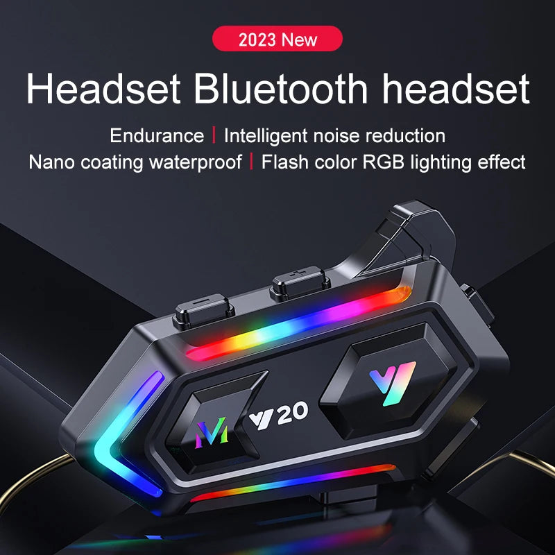 🟠 Bluetooth 5.3 Motorcycle Helmet Headset Y20 Wireless Moto Earphone Motorbike Headphone 1000mAh Noise Reduction Music Player