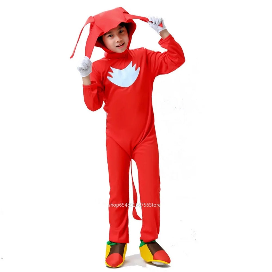 🟠 Sonic Boys Girls Costume Game Character Cosplay Halloween Theme Party Sonic The Hedgehog Figure Dress Up Halloween Party Gift