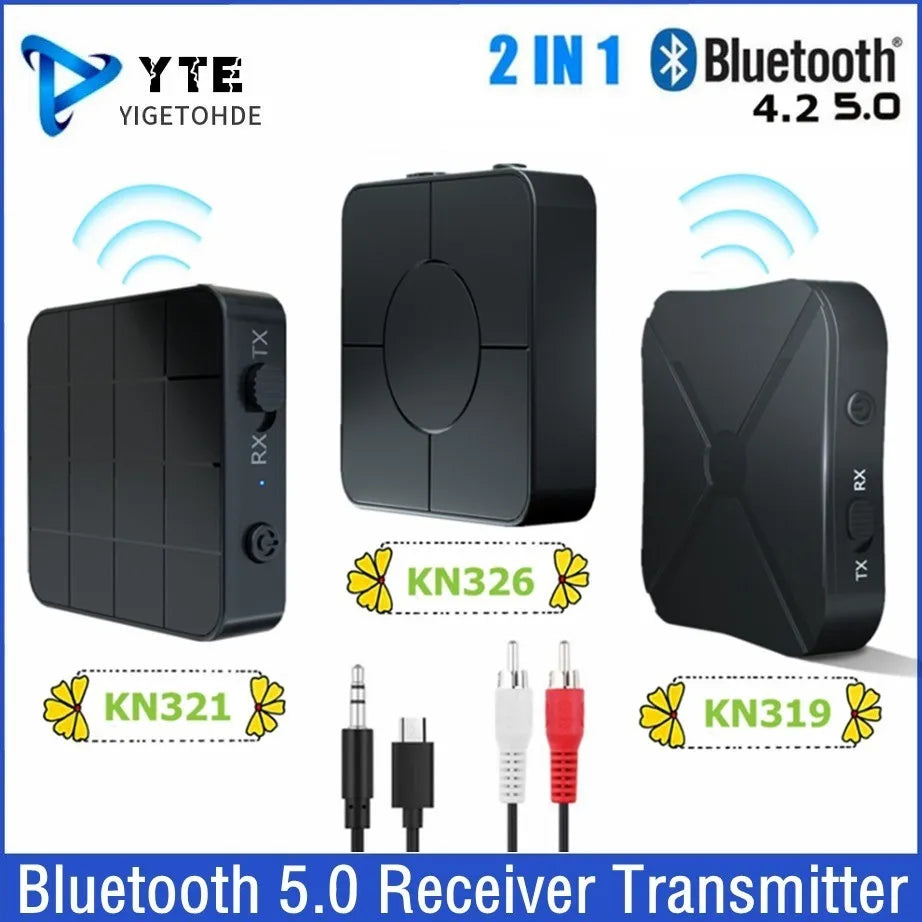 🟠 YIGETOHDE Bluetooth 5.0 Receiver Transmitter Audio Music Stereo Wireless BT 5.0 Adapter RCA 3.5Mm AUX Jack For Speaker TV Car PC