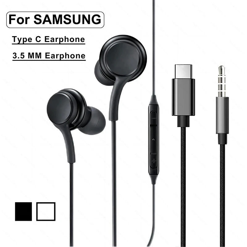 🟠 Original Type C Wired Headphone For Samsung Galaxy S23 S22 S21 FE S20 Ultra S10 Plus 3.5MM Earphone Note 20 Ultra A54 A34 A53 A5