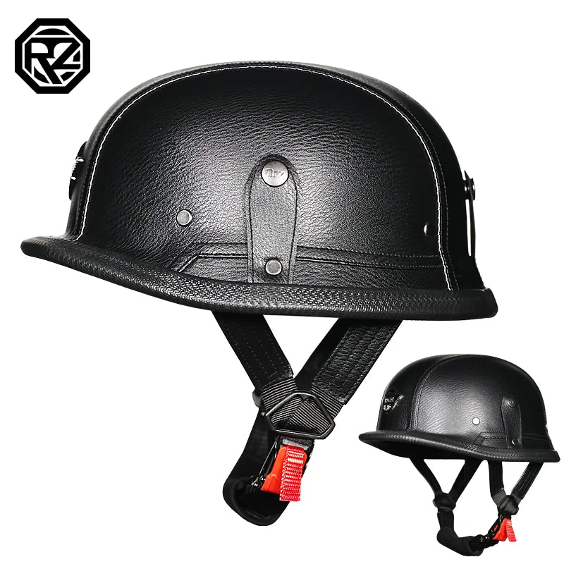 german ww2 style motorcycle helmets ORZ retro motorcycle helmet PU leather wrapped imitation WWII German style steel helmet cascos para moto semi covered capacity t – InterCyprus Trading Ltd