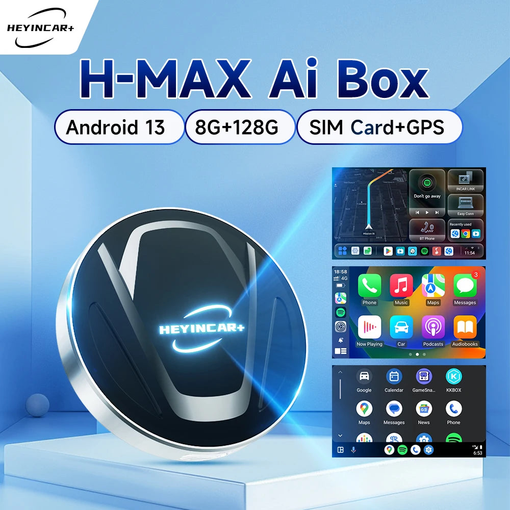 HEYINCAR H-MAX Smart AI TV Box Plus - Android 13 Wireless CarPlay HEYINCAR H-MAX Smart AI TV Box Plus - Android 13 Wireless CarPlay