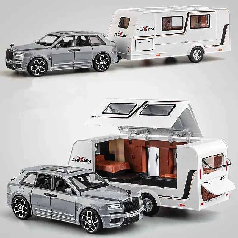 1/32 Rolls Royce Cullinan RV Car Model Alloy Diecast Off-road Vehicle Toy With Sound and Light Camping Car Model  For Boys Gifts