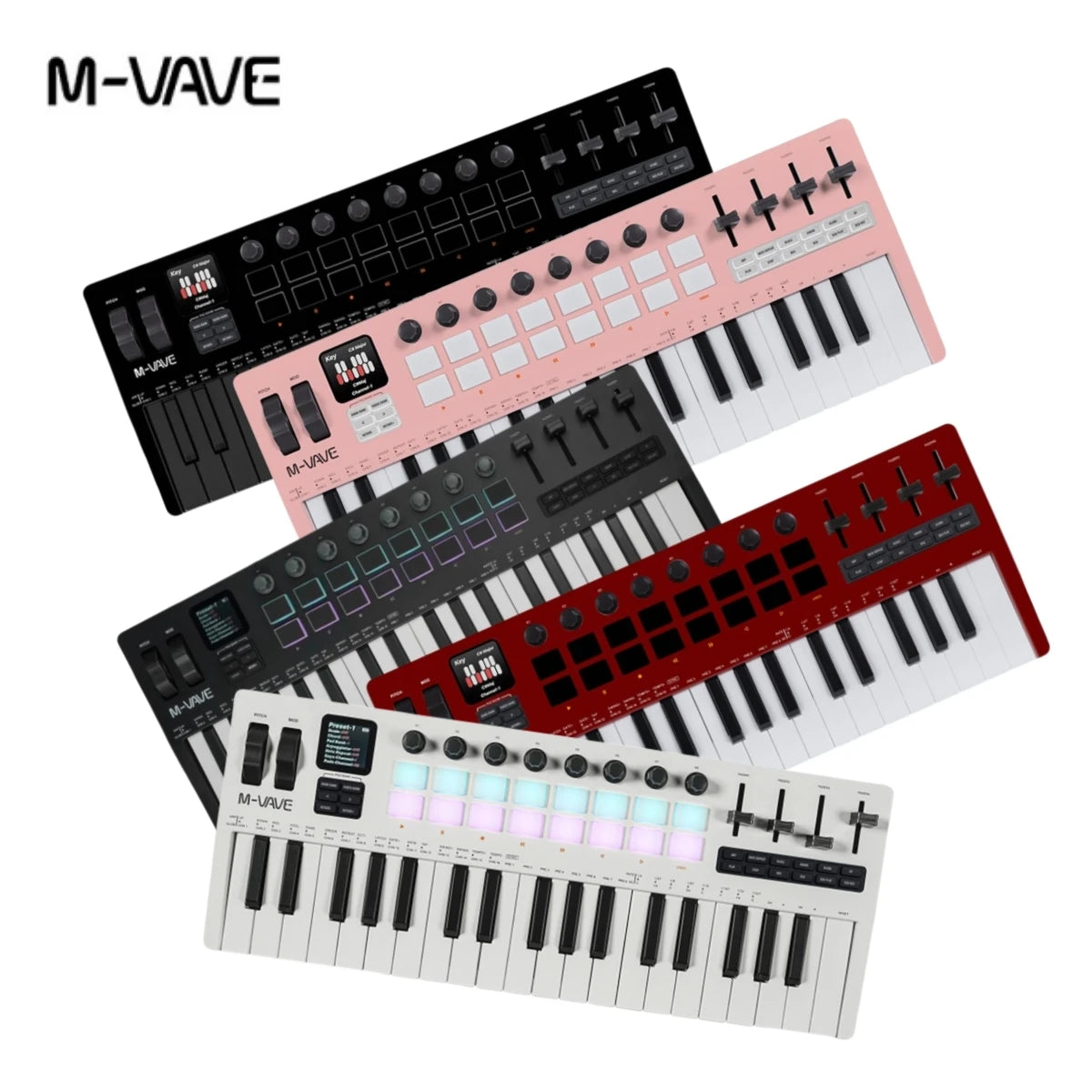 M-VAVE SMK-37 PRO MIDI контроллер клавиатура 16 RGB пэдов 8 ручек