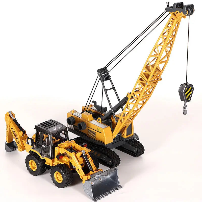 🟠 Toys for Boys Alloy Tractor Kids Excavator Bulldozer Miniature Crane Truck Model Diecast Farm Engineering Vehicle Children Gifts