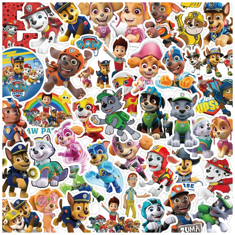 🟠 Paw Patrol Cartoon Stickers Cute Puppy Dog Graffiti for Laptop Luggage Skateboard Guitar Motorcycle Decal Scrapbook Toy 50PCS
