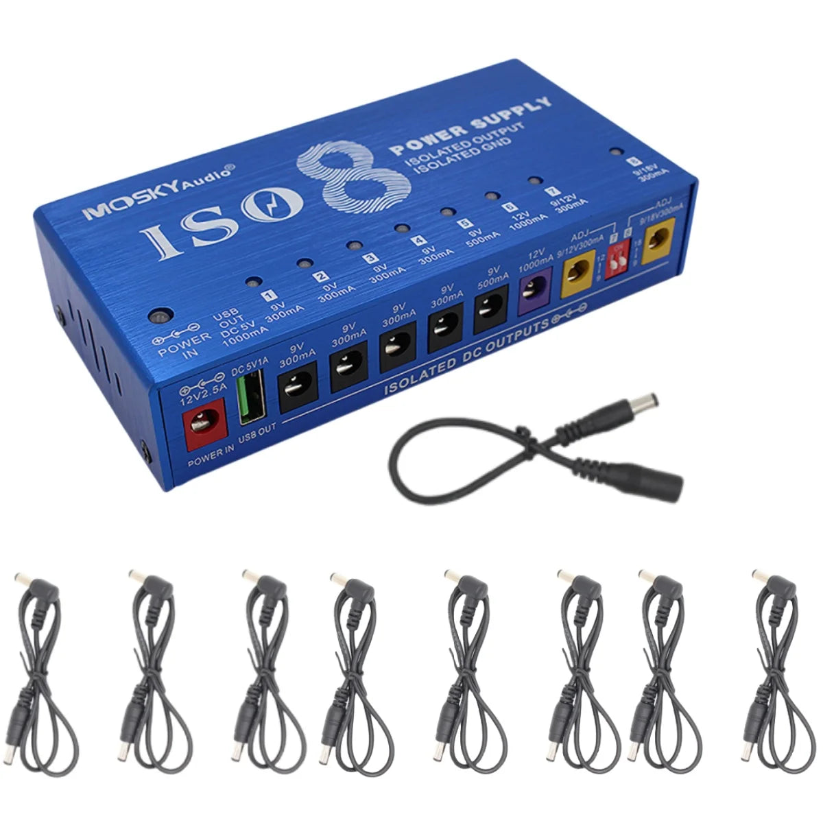 guitar pedal power supply polarity Mosky ISO-8 Guitar Pedal Power Supply w/8 Isolated DC Outputs/Auto Voltage (9V/12V/18V)/Reverse Polarity Protection Power Supply – InterCyprus Trading Ltd