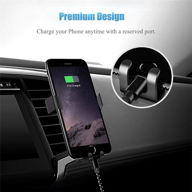 🟠 Gravity Car Holder Auto Air Vent Mount Clip Bracket Cell Holder No Magnetic GPS Mobile Phone Stand for IPhone 14 Xiaomi Samsung