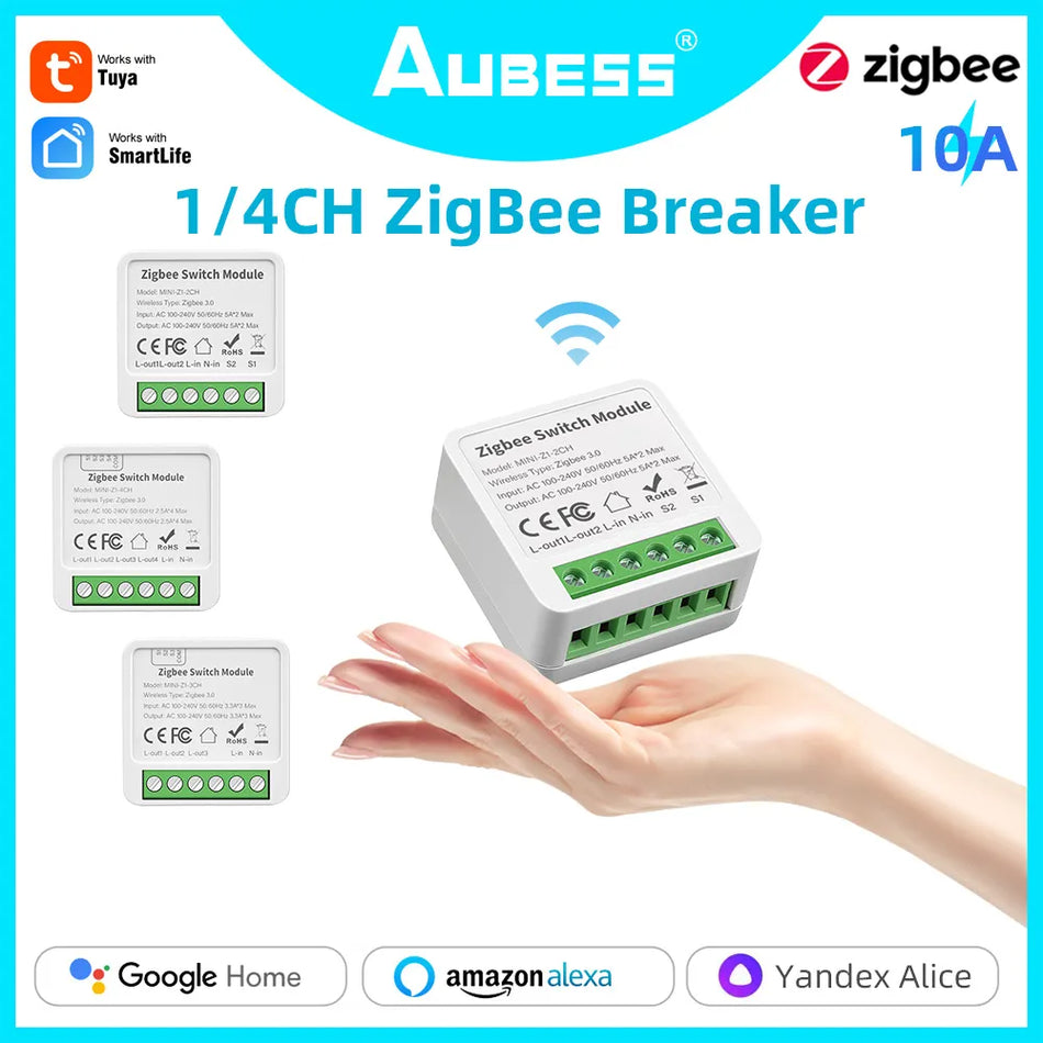 🟠 1/2/3/4 CH 10A/16A Tuya DIY Zigbee Smart Switch 2-Way Control Light Relay Smart Home Works With Alexa Google Home Alice