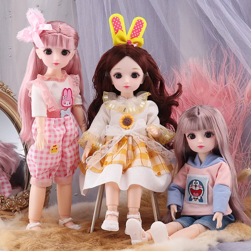 12 Inch 30 CM Bjd Anime Doll With Clothes Kids Girls 4 To 16 Years Dollhouse Accessories Skirt Hat Headdress Dress Up DIY Toys