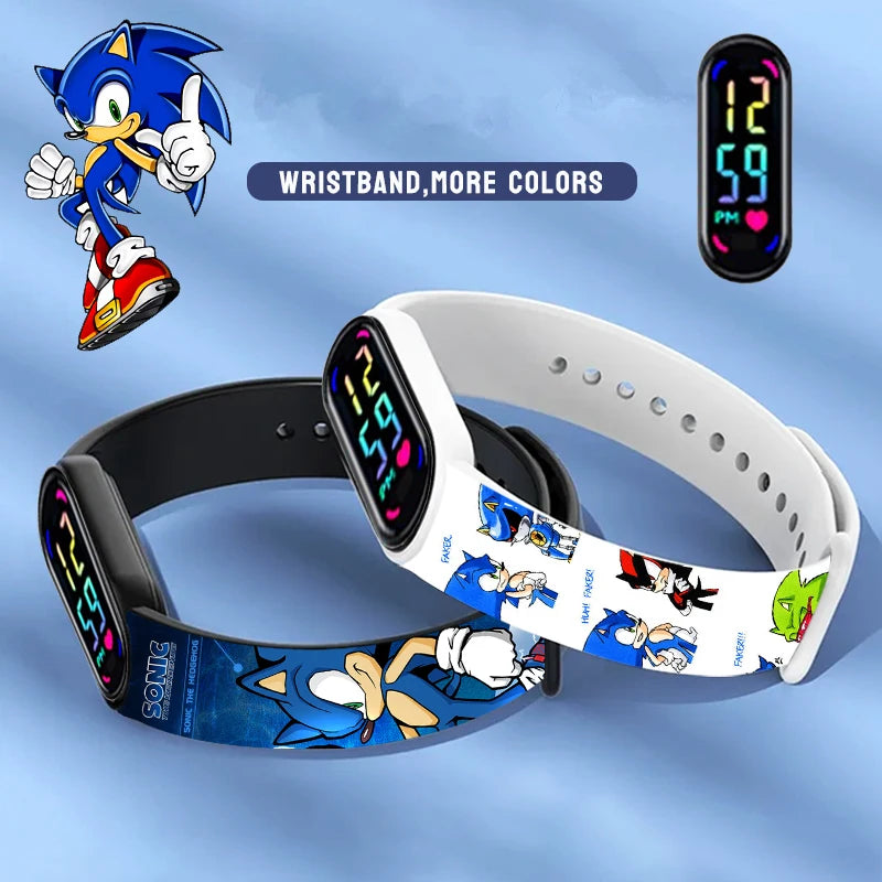 🟠 Disney Stitch Sonic Digital Watches Anime Figures LED Luminous Touch Waterproof Electronic Sports Watch Kids Birthday Gifts Toys