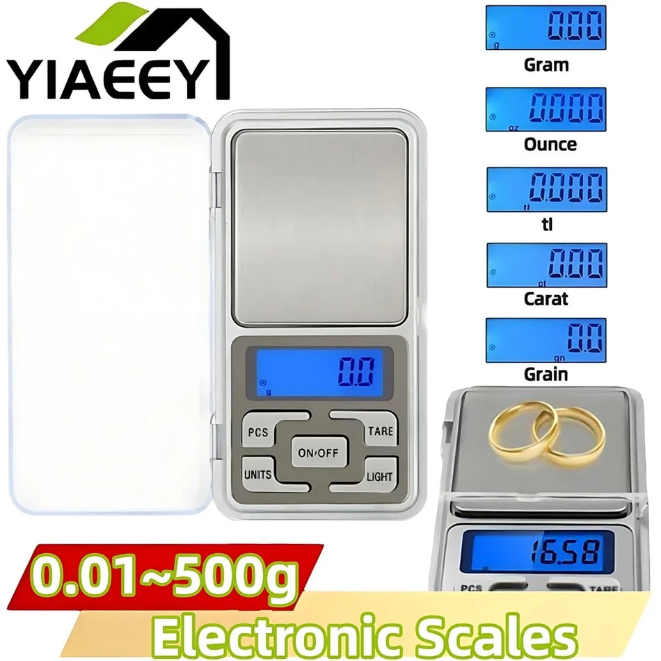 Precision Mini Jewelry Scales for Gold Diamond Sterling Weight Balance Digital Pocket Weighing Gram Scale 500g/0.01g