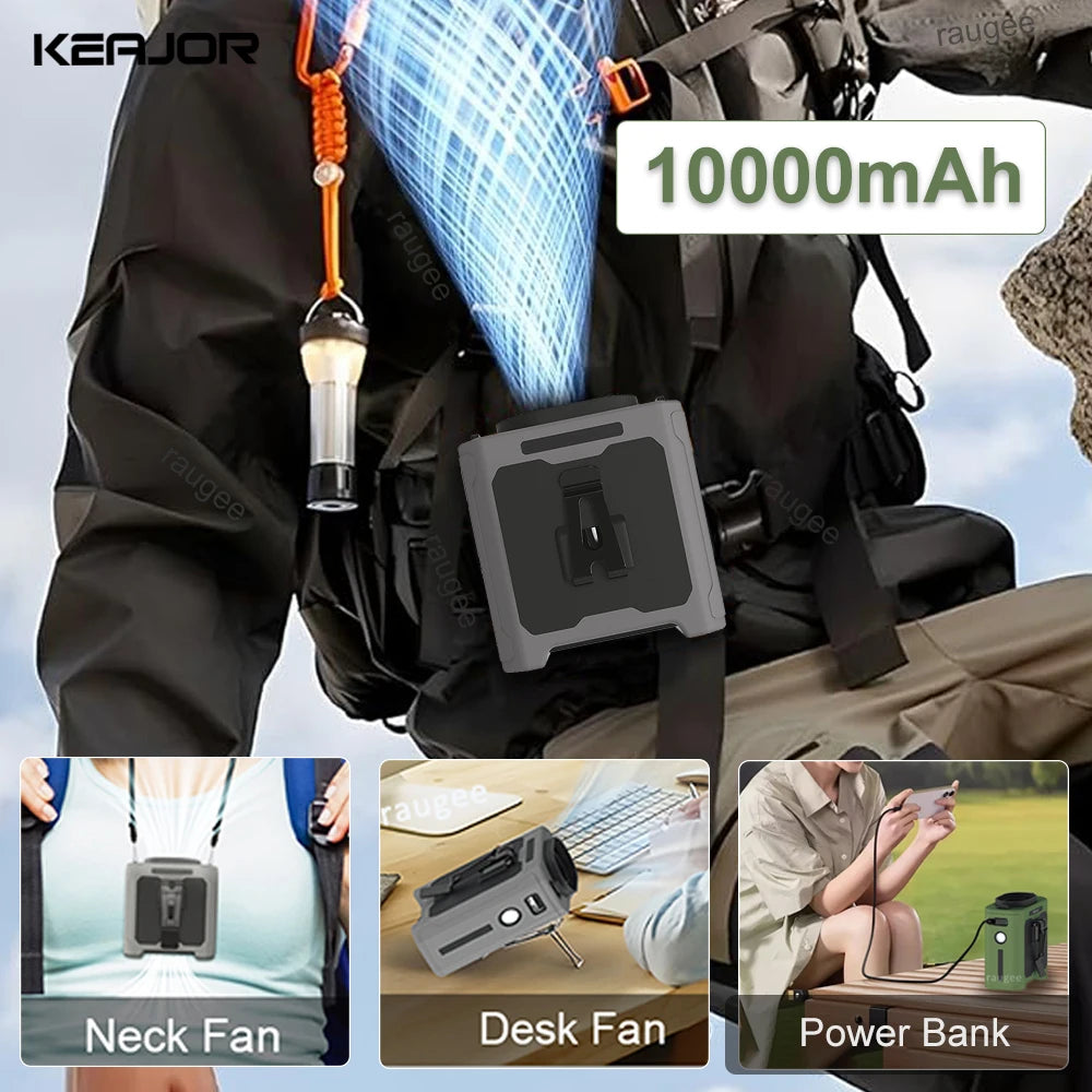 Kicikol Wearable Waist Fan & Power Bank With Desktop Stand, Turbo Track Fan, Portable Cooling, Wearable For Outdoor - View #10