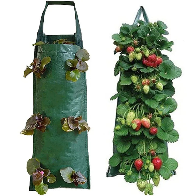 🟠 Multi-Function Hanging Strawberry Grow Bag Upside Down Planter Tomato Potato Vegetable Flower Plant Grow Bags  Garden Decoration