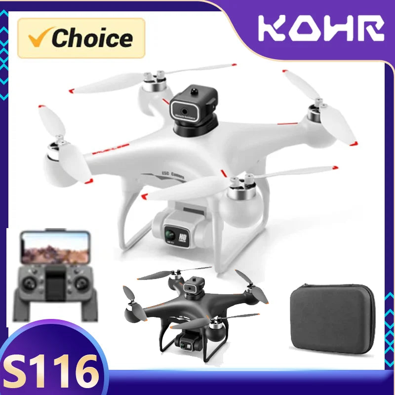 🟠 TOSR S116 Drone Profissional Quadcopter Obstacle Avoidance 4K HD Dual Camera Optical Flow Brushless Motor Dron Helicopter Toys
