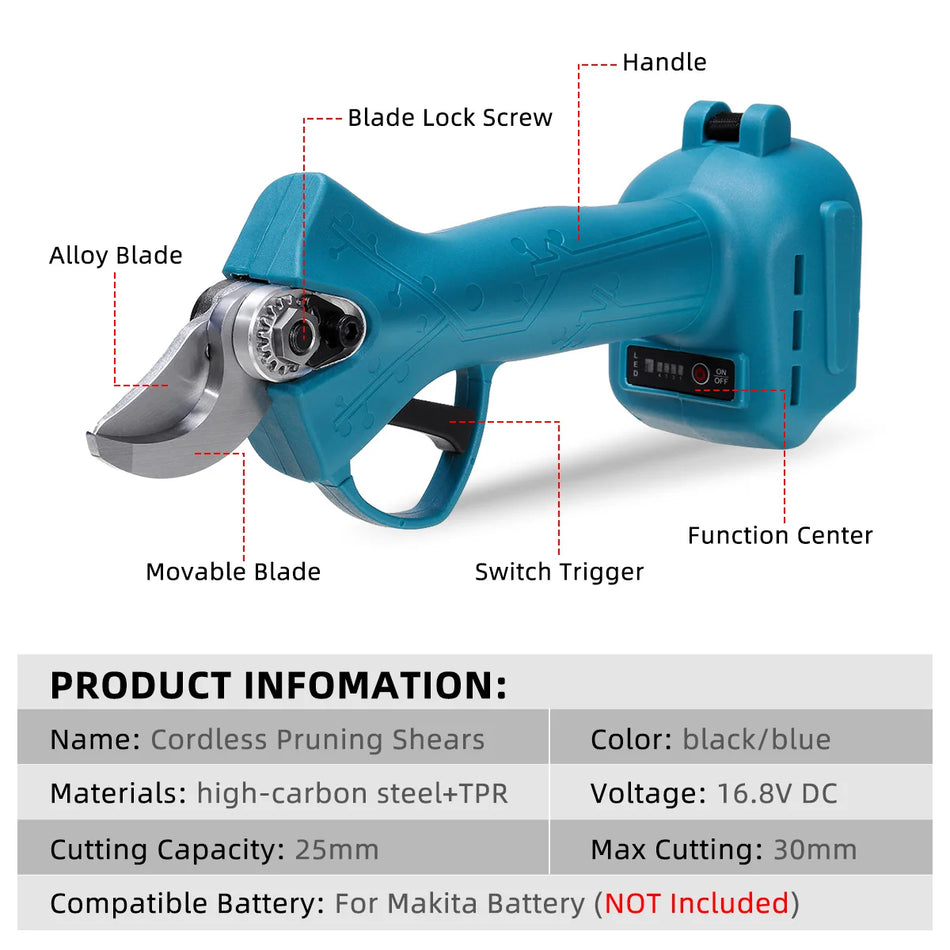 🟠 Drillpro 30mm Brushless Electric Pruner Shear 4 Gears Cordless Tree Branches Electric Pruning Garden Tool For  18V Battery
