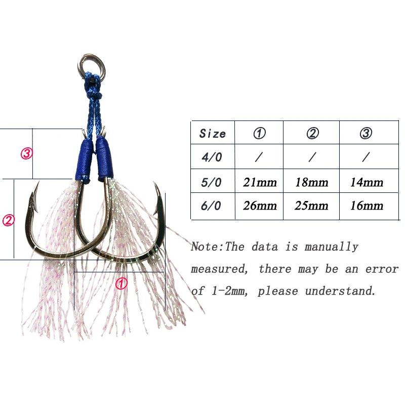 🟠 20pairs/bag Saltwater Slow Fast Carbon Hooks Fishing Jig Barbed Hooks  Strong Strength Falling Lure Tackle Device Assistant