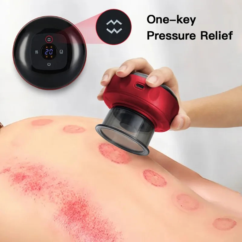 AiQUE Recharge Electric Vacuum Cupping Therapy Set Skin Scraping Massage Guasha Wireless Slimming Body Fat Burner Smart Cupping