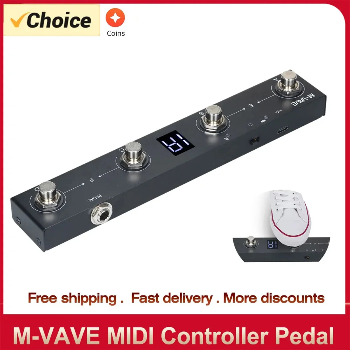 chocolate midi pedal M-VAVE Chocolate Schokolade BT Rechargeable 4 Buttons MIDI Controller Pedal  APP Control with Wireless Transmission System – InterCyprus Trading Ltd