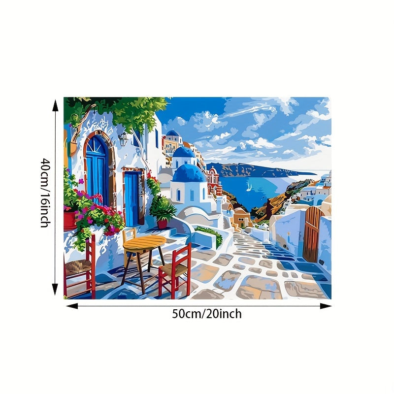 Seaside Street Scene Paint-by-Numbers Kit | Perfect for Holiday Crafts & Home Decor - Cyprus