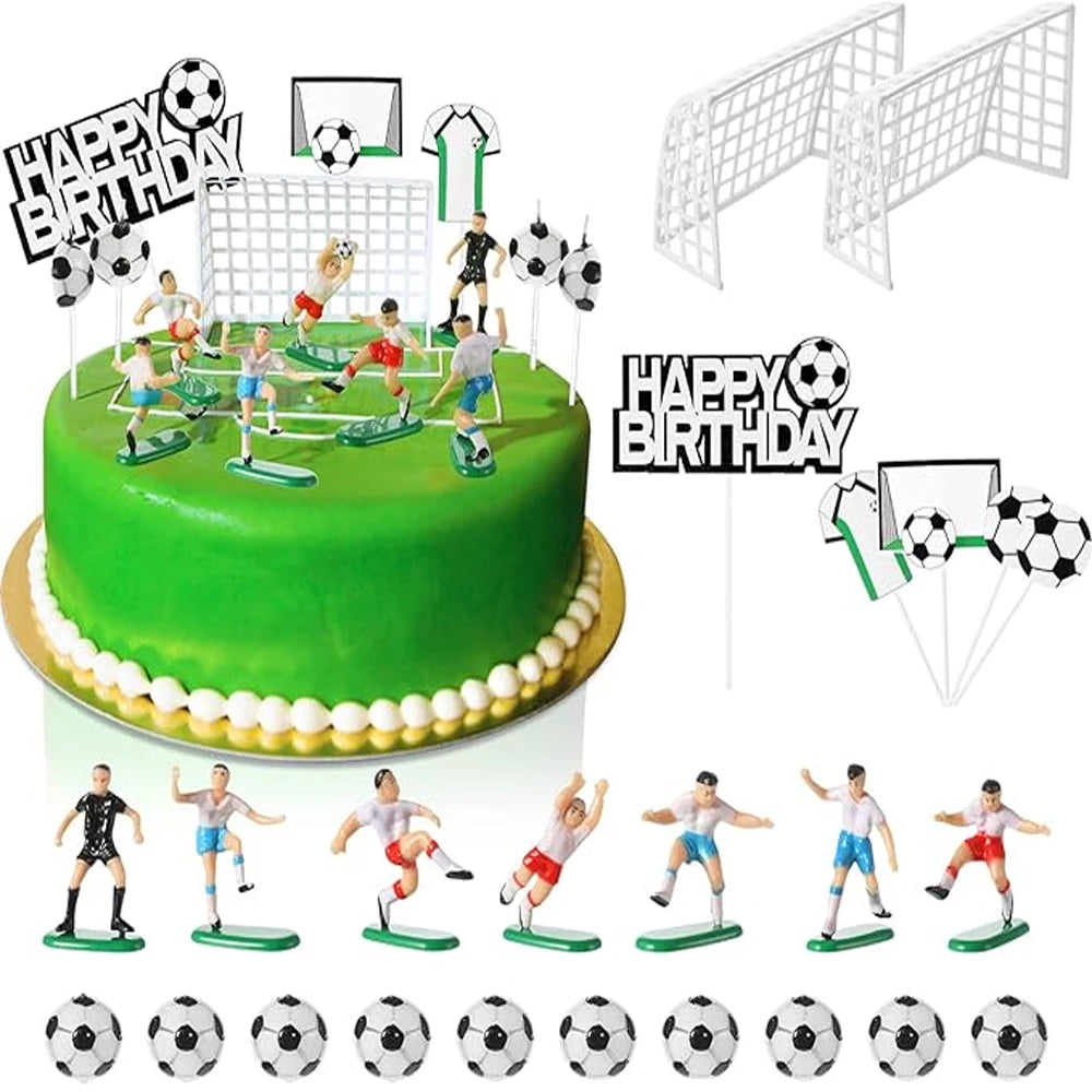 ⚽ Topper De Pastel De Fútbol – Set De 9 Piezas Decoración Para Cumpleaños (Plástico Multicolor)