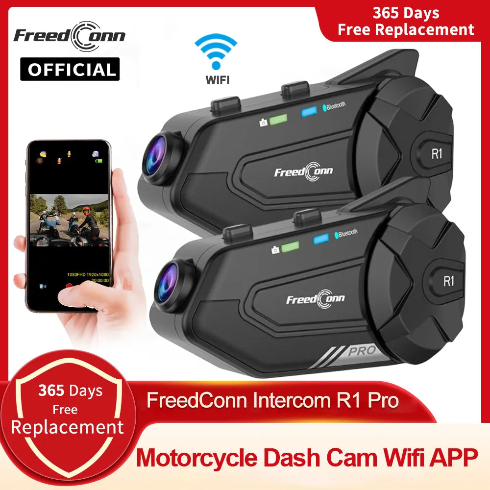 Bluetooth Motosiklet İntercom Kulaklık HD Video WiFi Su Geçirmez
