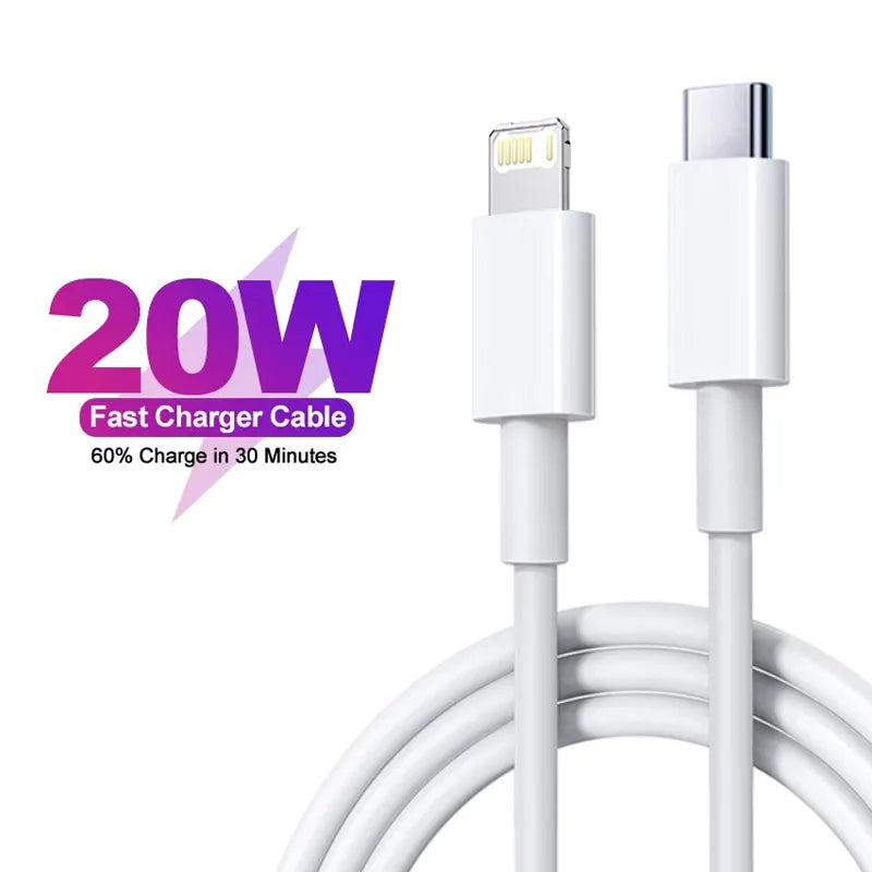 Cargador Rápido USB C De 20 W PD + QC3.0 De Doble Puerto Tipo C Adaptador De Corriente De Viaje Portátil Con Cable De 2 Pies Compatible Con Teléfono 14/13/12/11/Pro Max