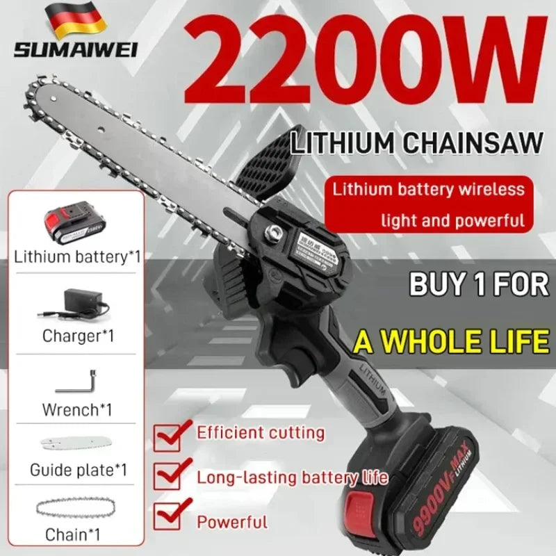 🟠 4 Inch One-Handed Lithium Chainsaw Pruning Saw Electric Chainsaws Removable For Fruit Tree Garden Trimming With Lithium Battery