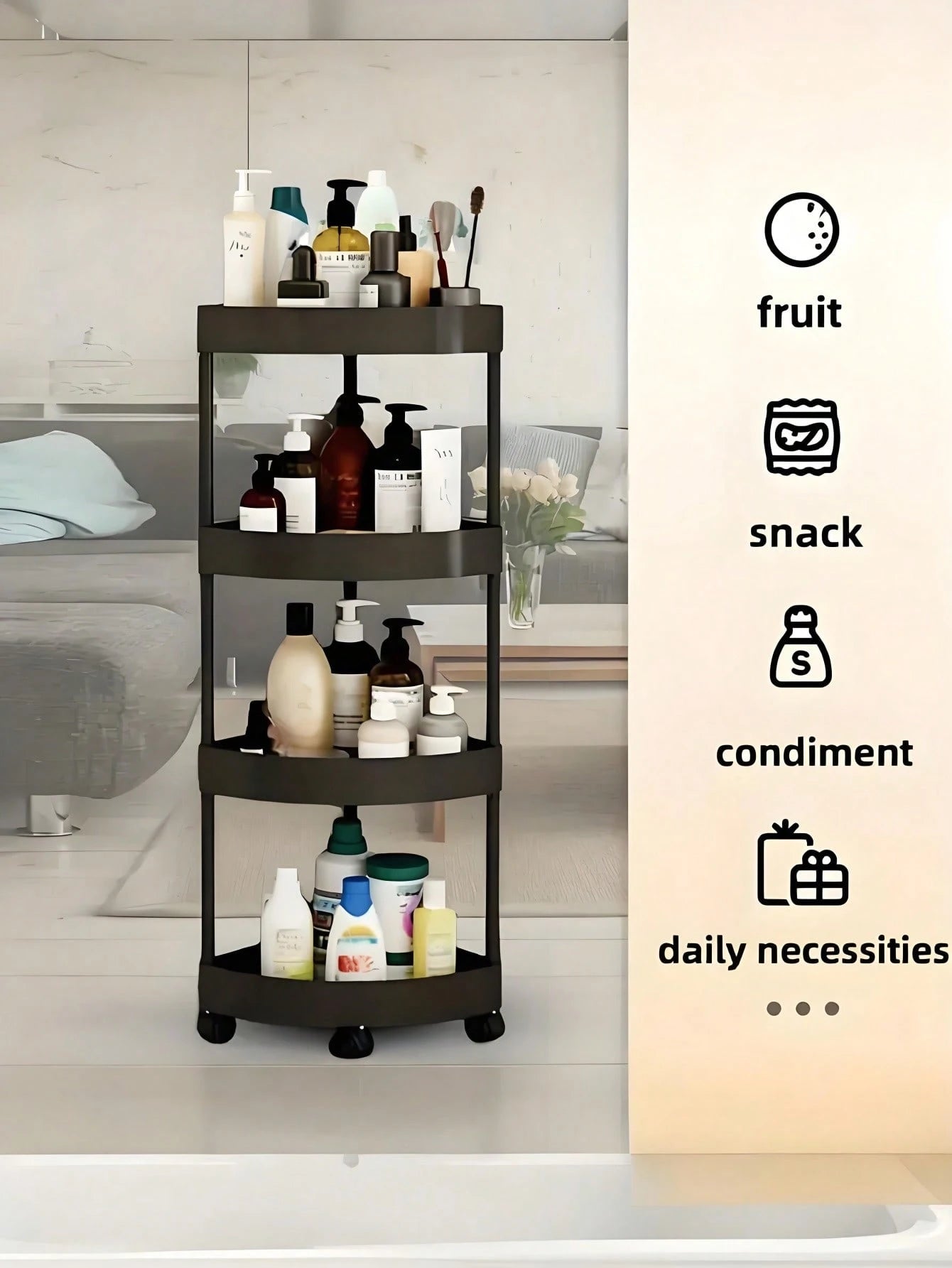 Multicolour Rolling Storage Cart - Space-Saving Organizer for Home &amp; Office